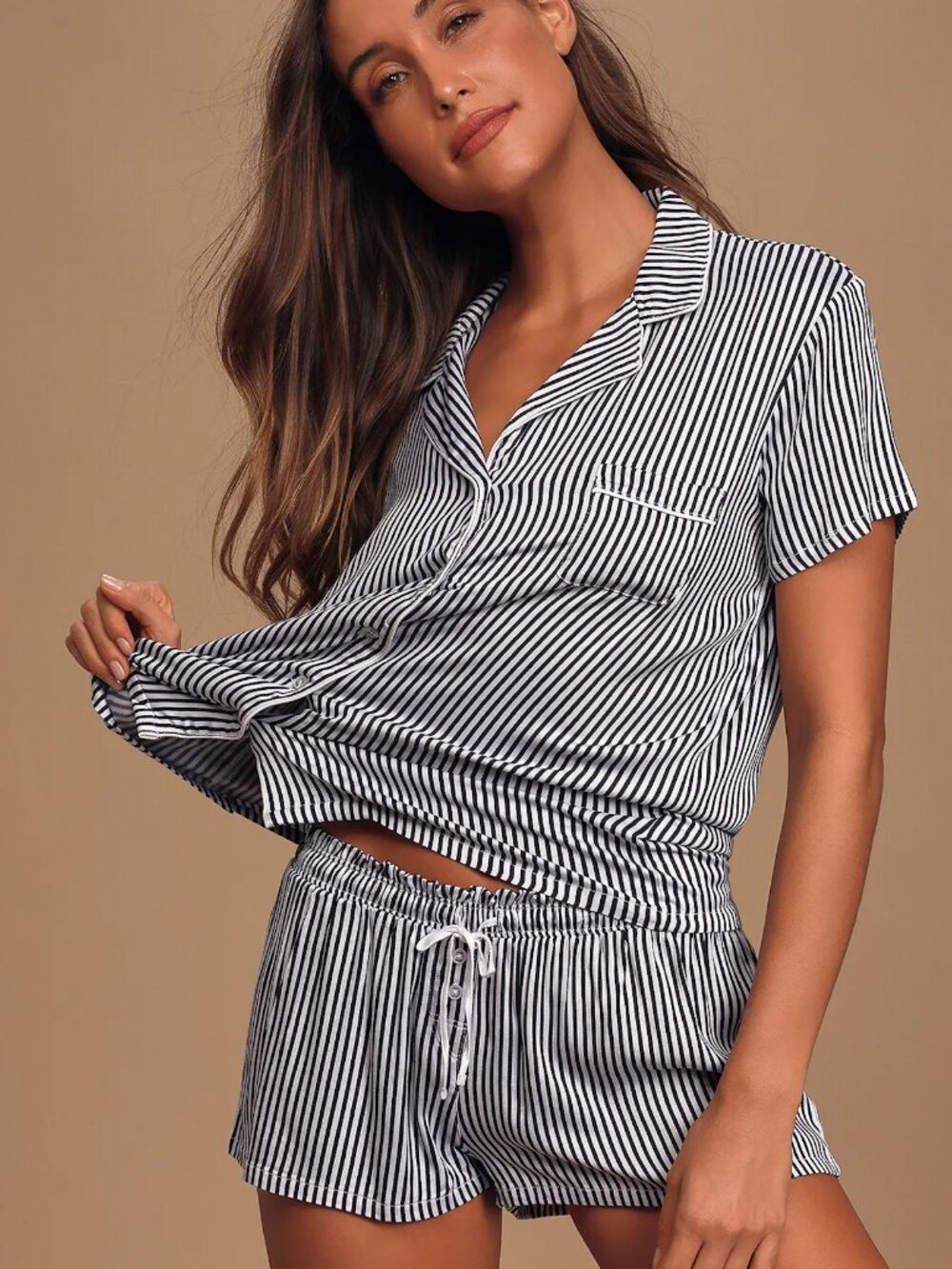 Splendid Heavenly Navy Blue and White Striped Pajama Set - Picture 3 of 16